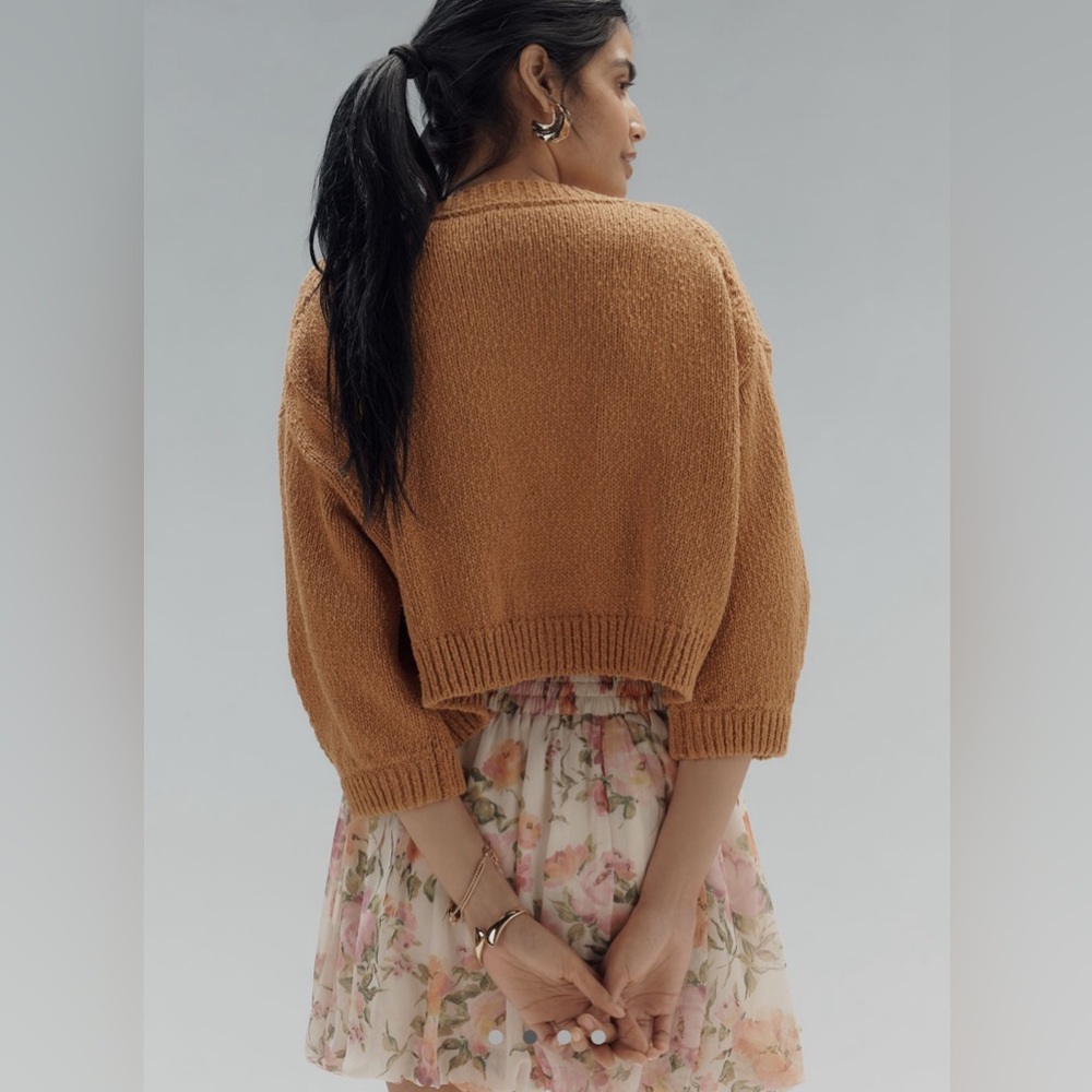 Maeve (Anthropologie) Women's Copper Sweater Cardigan Size L - Picture 3 of 8